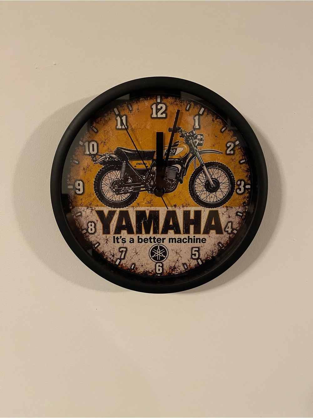 Yamaha Yellow and Black Motorcycle Wall Clock